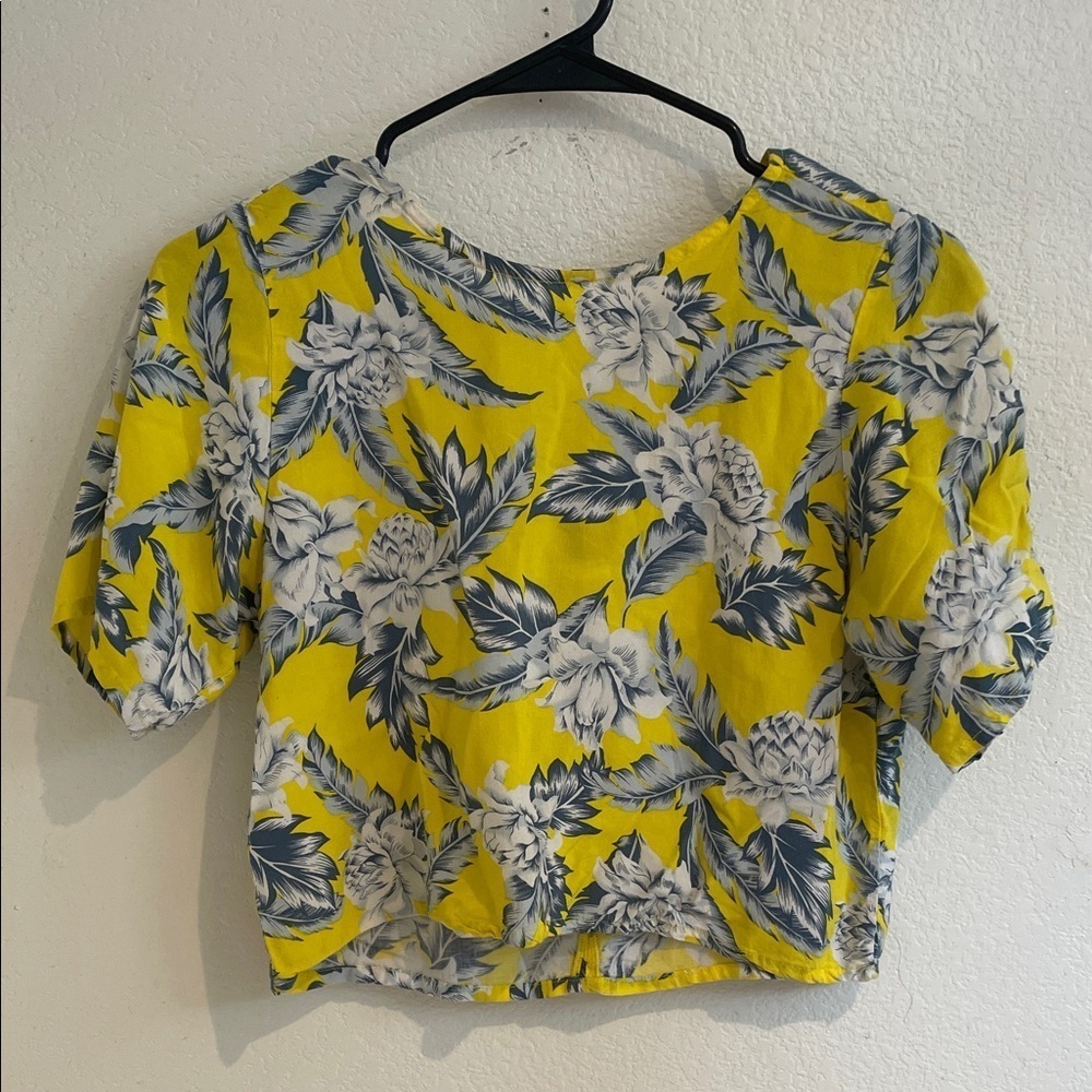 Motel Rocks Floral Crop Top in Yellow and Blue